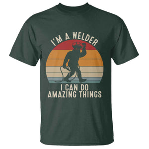 Funny Bigfoot Welding Gift T Shirt I Can Do Amazing Things With A Welder TS12 Dark Forest Green Print Your Wear