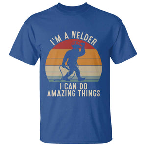 Funny Bigfoot Welding Gift T Shirt I Can Do Amazing Things With A Welder TS12 Royal Blue Print Your Wear