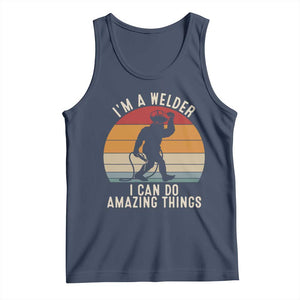 Funny Bigfoot Welding Gift Tank Top I Can Do Amazing Things With A Welder TS12 Navy Print Your Wear