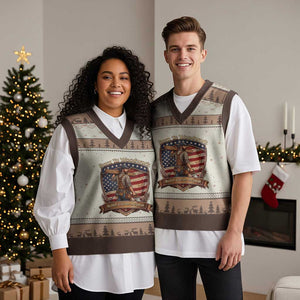 Proud American Woodworker V-Neck Knit Sweater Vest Born To Woodwork Patriotic Gift TS12 Mocha Mousse Print Your Wear