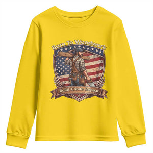 Proud American Woodworker Youth Sweatshirt Born To Woodwork Patriotic Gift TS12 Daisy Print Your Wear