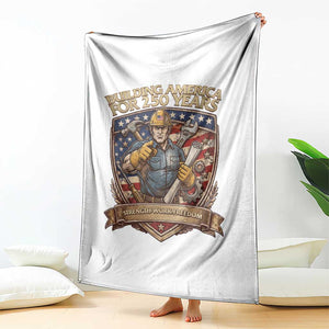 American Construction Worker Throw Blanket Building America For 250 Years