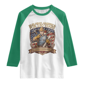 American Construction Worker Raglan Shirt Building America For 250 Years