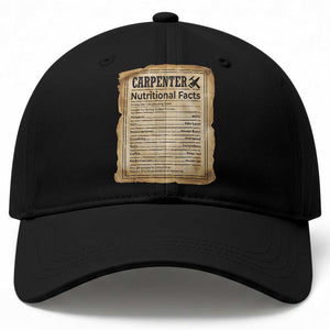 Woodworker Nutrition Label Baseball Cap Carpenter Nutritional Facts Graphic TS12 Print Your Wear