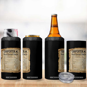 Woodworker Nutrition Label 4 in 1 Can Cooler Tumbler Carpenter Nutritional Facts Graphic TS12 Print Your Wear