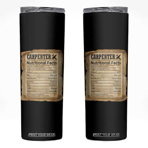 Woodworker Nutrition Label Skinny Tumbler Carpenter Nutritional Facts Graphic TS12 Black Print Your Wear