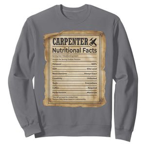 Woodworker Nutrition Label Sweatshirt Carpenter Nutritional Facts Graphic TS12 Charcoal Print Your Wear