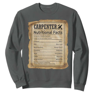 Woodworker Nutrition Label Sweatshirt Carpenter Nutritional Facts Graphic TS12 Dark Heather Print Your Wear