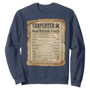 Woodworker Nutrition Label Sweatshirt Carpenter Nutritional Facts Graphic TS12 Navy Print Your Wear