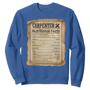 Woodworker Nutrition Label Sweatshirt Carpenter Nutritional Facts Graphic TS12 Royal Blue Print Your Wear