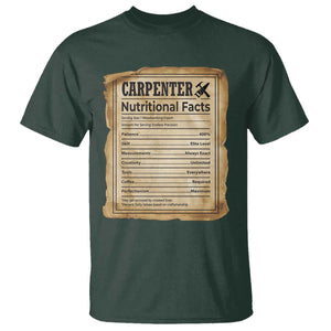 Woodworker Nutrition Label T Shirt Carpenter Nutritional Facts Graphic TS12 Dark Forest Green Print Your Wear
