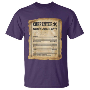 Woodworker Nutrition Label T Shirt Carpenter Nutritional Facts Graphic TS12 Purple Print Your Wear