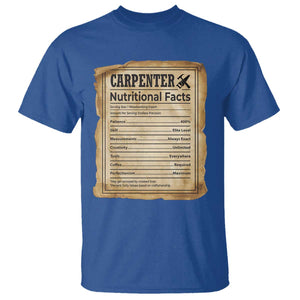 Woodworker Nutrition Label T Shirt Carpenter Nutritional Facts Graphic TS12 Royal Blue Print Your Wear