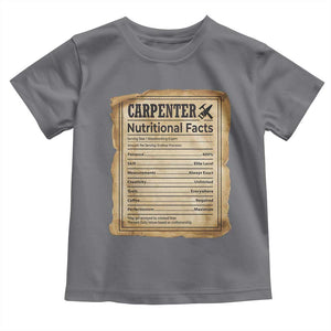 Woodworker Nutrition Label Toddler T Shirt Carpenter Nutritional Facts Graphic TS12 Charcoal Print Your Wear