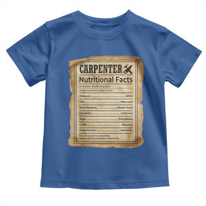 Woodworker Nutrition Label Toddler T Shirt Carpenter Nutritional Facts Graphic TS12 Royal Blue Print Your Wear
