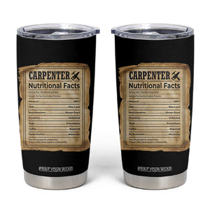 Woodworker Nutrition Label Tumbler Cup Carpenter Nutritional Facts Graphic TS12 Black Print Your Wear