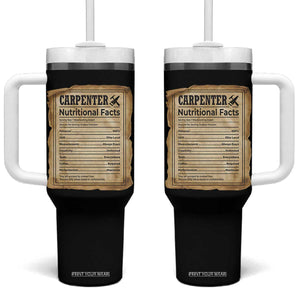 Woodworker Nutrition Label Tumbler With Handle Carpenter Nutritional Facts Graphic TS12 One Size: 40 oz Black Print Your Wear