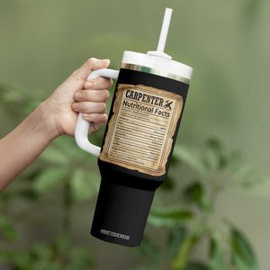 Woodworker Nutrition Label Tumbler With Handle Carpenter Nutritional Facts Graphic TS12 Print Your Wear