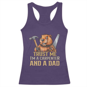 Funny Woodworking Beaver Racerback Tank Top I Am A Carpenter And A Dad TS12 Purple Print Your Wear