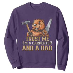 Funny Woodworking Beaver Sweatshirt I Am A Carpenter And A Dad TS12 Purple Print Your Wear