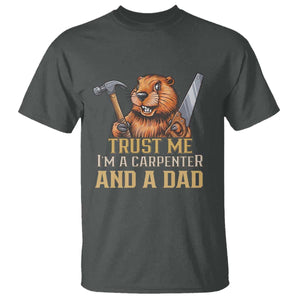 Funny Woodworking Beaver T Shirt I Am A Carpenter And A Dad TS12 Dark Heather Print Your Wear
