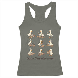 Funny Woodworker Graphic Racerback Tank Top Just A Carpenter Goose