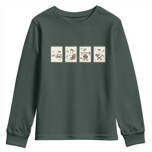 Silly Goose Builder Youth Sweatshirt Funny Woodworker Dad Gift TS12 Dark Forest Green Print Your Wear