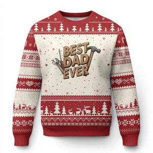 Funny Woodworking Dad Gift Ugly Christmas Sweater Best Dad Ever TS12 Beige Red Print Your Wear