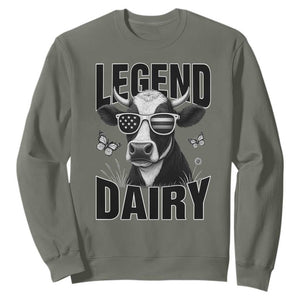 Legend Dairy Sweatshirt Funny Farmer Milk Joke Cow TS12 Military Green Print Your Wear