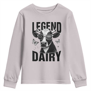 Legend Dairy Youth Sweatshirt Funny Farmer Milk Joke Cow TS12 Ice Gray Print Your Wear