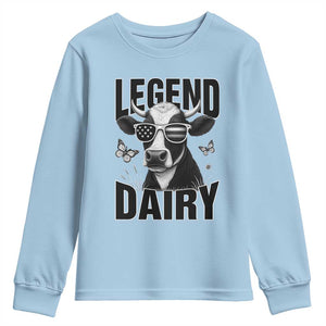 Legend Dairy Youth Sweatshirt Funny Farmer Milk Joke Cow TS12 Light Blue Print Your Wear