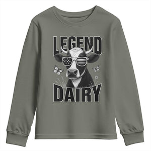 Legend Dairy Youth Sweatshirt Funny Farmer Milk Joke Cow TS12 Military Green Print Your Wear