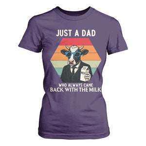 Just A Dad Who Always Came Back With The Milk T Shirt For Women Funny Cow Father's Day TS12 Purple Print Your Wear