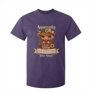 Apparently I Have An Attitude Who Knew T Shirt For Kid Funny Sarcasm Highland Cow TS12 Purple Print Your Wear