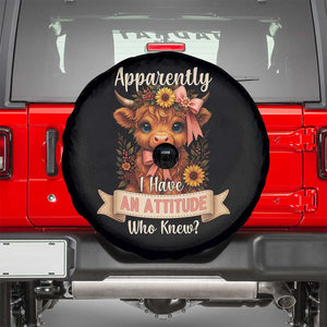 Apparently I Have An Attitude Who Knew Spare Tire Cover Funny Sarcasm Highland Cow TS12 Black Print Your Wear