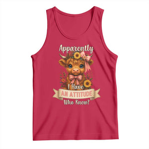 Apparently I Have An Attitude Who Knew Tank Top Funny Sarcasm Highland Cow TS12 Red Print Your Wear