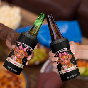 Easily Distracted By Cow And Coffee 4 in 1 Can Cooler Tumbler Funny Highland Cow TS12 Print Your Wear