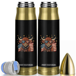 Funny Highland Cow Bullet Tumbler USA Flag Patriotic Cow Farmer TS12 Black Print Your Wear