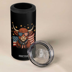 Funny Highland Cow 4 in 1 Can Cooler Tumbler USA Flag Patriotic Cow Farmer TS12 Print Your Wear