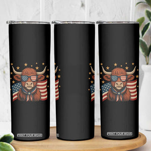 Funny Highland Cow Skinny Tumbler USA Flag Patriotic Cow Farmer TS12 Print Your Wear