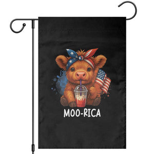 Funny Highland Cow Patriotic Garden Flag Moo Rica USA Flag Cow Farmer TS12 Black Print Your Wear