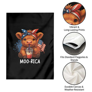 Funny Highland Cow Patriotic Garden Flag Moo Rica USA Flag Cow Farmer TS12 Print Your Wear