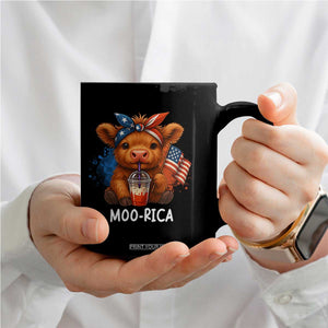 Funny Highland Cow Patriotic Coffee Mug Moo Rica USA Flag Cow Farmer TS12 Print Your Wear