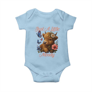 Just A Little Moody Baby Onesie Funny Sarcasm Highland Cow TS12 Light Blue Print Your Wear
