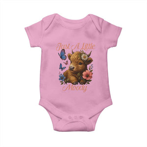 Just A Little Moody Baby Onesie Funny Sarcasm Highland Cow TS12 Light Pink Print Your Wear
