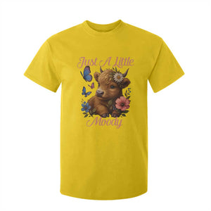 Just A Little Moody T Shirt For Kid Funny Sarcasm Highland Cow TS12 Daisy Print Your Wear