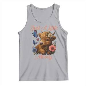 Just A Little Moody Tank Top Funny Sarcasm Highland Cow TS12 Athletic Heather Print Your Wear