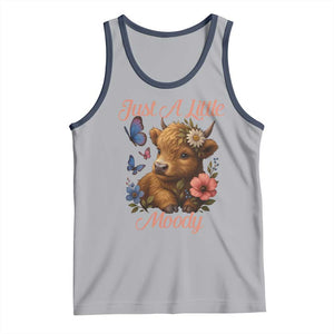 Just A Little Moody Tank Top Funny Sarcasm Highland Cow TS12 Athletic Heather Navy Print Your Wear