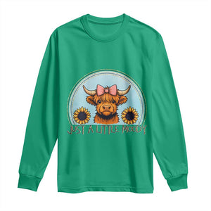 Just A Little Moody Long Sleeve Shirt Funny Sarcasm Highland Cattle TS12 Irish Green Print Your Wear