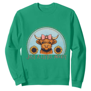 Just A Little Moody Sweatshirt Funny Sarcasm Highland Cattle TS12 Irish Green Print Your Wear
